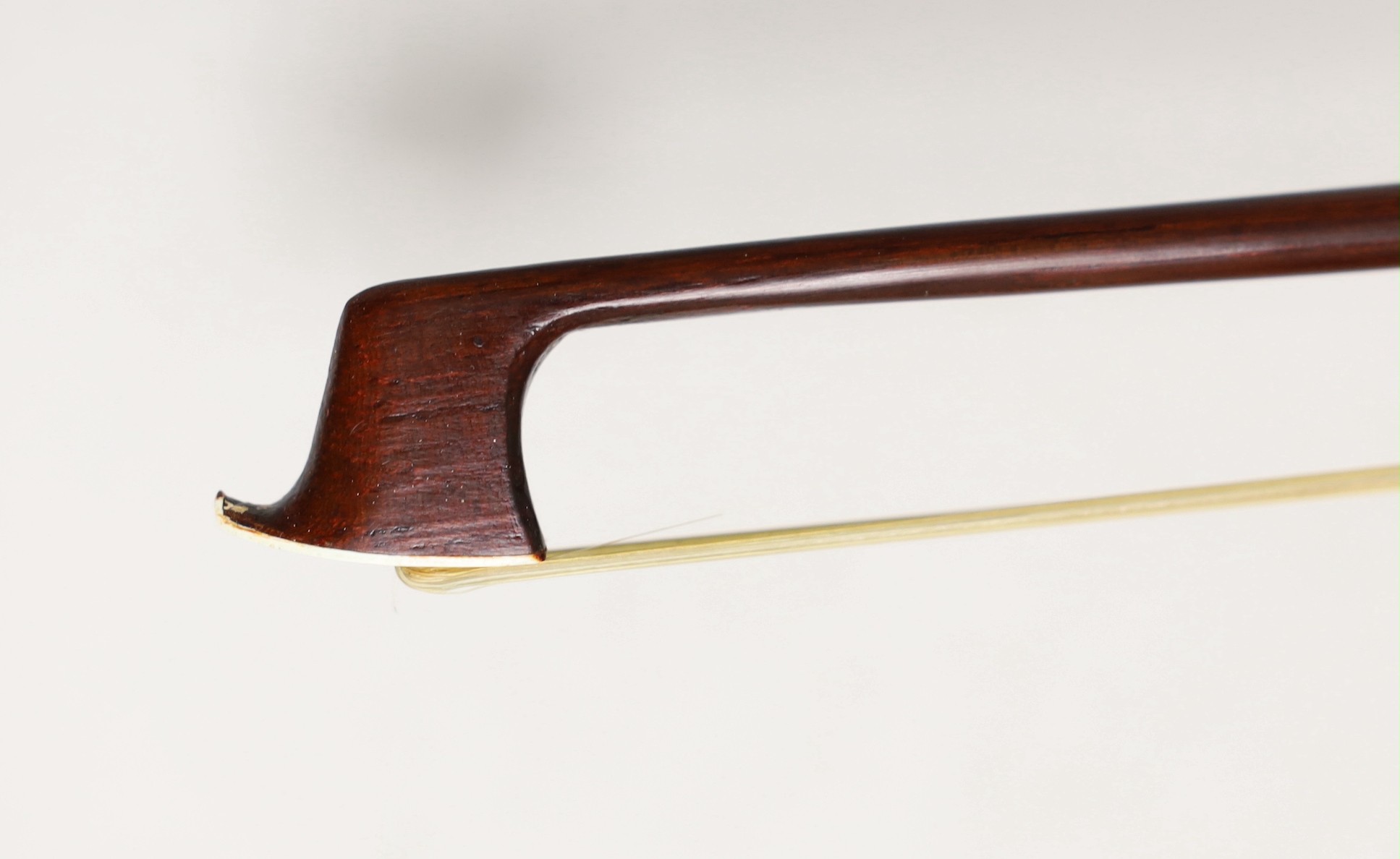 A French single back violin, interior label reads ‘Médio Fino’, back measures 35.5cm excl button. With case and bow